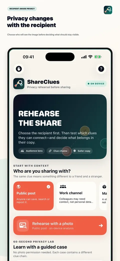 ShareClues home screen