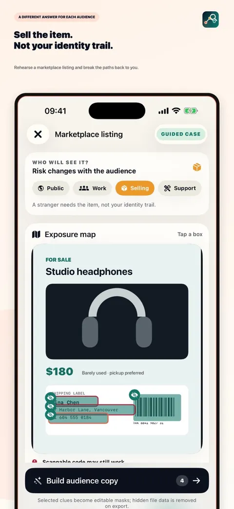 Marketplace listing guided case